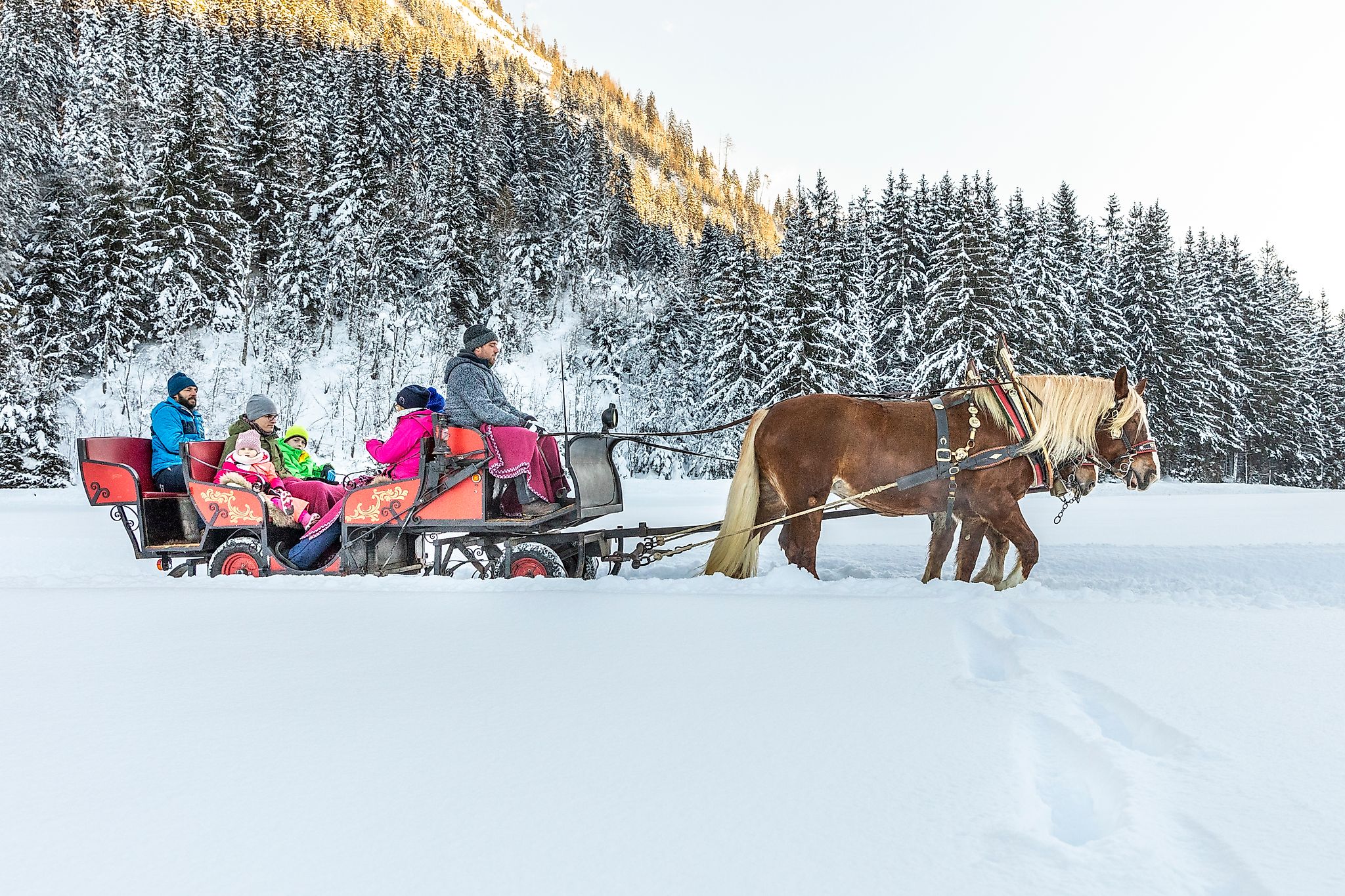 <p>Romantische Pferdeschlittenfahrt durchs winterliche Flachautal</p>